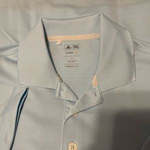 ADIDAS CLIMALITE SOLID GOLF POLO SHIRT MEN SMALL WATERFALL PASTEL LIGHT BLUE EUC